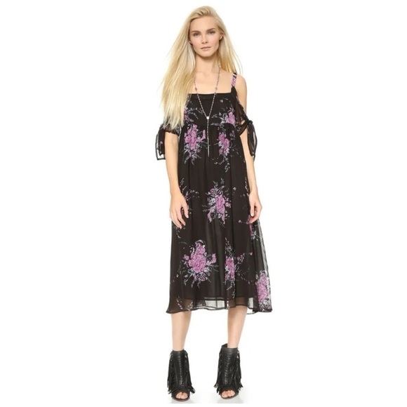 Free People Dress Black Floral Boho Bohemian Small S - Picture 1 of 10
